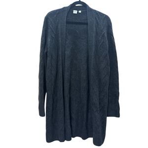 GAP Open Front Cable Knit Cozy Cardigan Sweater Gray Womens Medium Wool Blend
